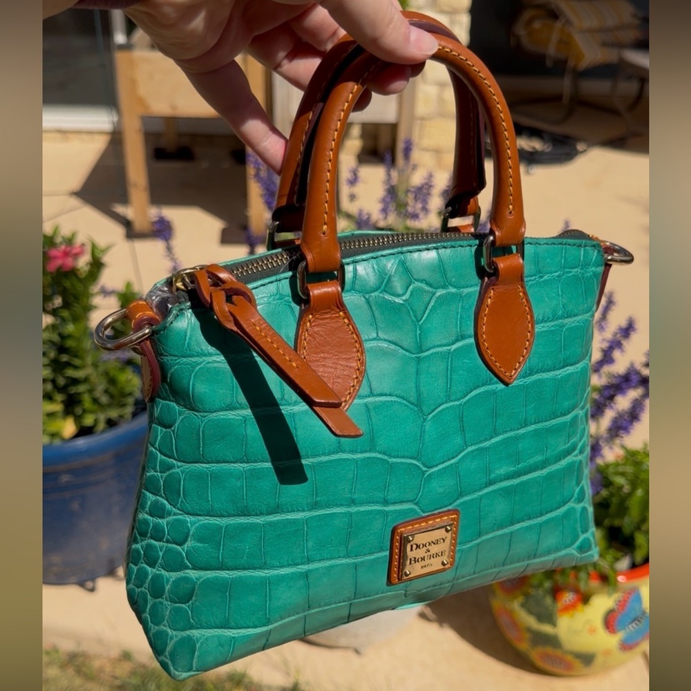 **SOLD** Dooney & Bourke Mini Turquoise Croco Embossed Satchel Bag - Picture 17 of 17